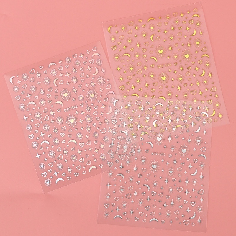 Miếng Dán Móng Tay 3d diy Sáng Bóng / Phụ Kiện Cá Nhân Hóa Hình Mặt Trời Mặt Trăng Ngôi Sao Cho Nữ