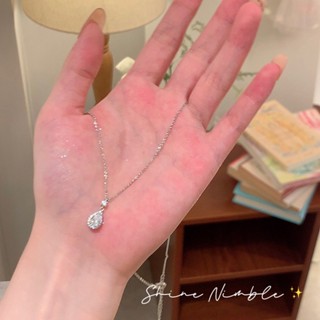  Vòng cổ Mạ Bạc 925 Mặt Hình Giọt Nước Đính Đá zircon Kiểu Pháp Thanh Lịch Cho Nữ 