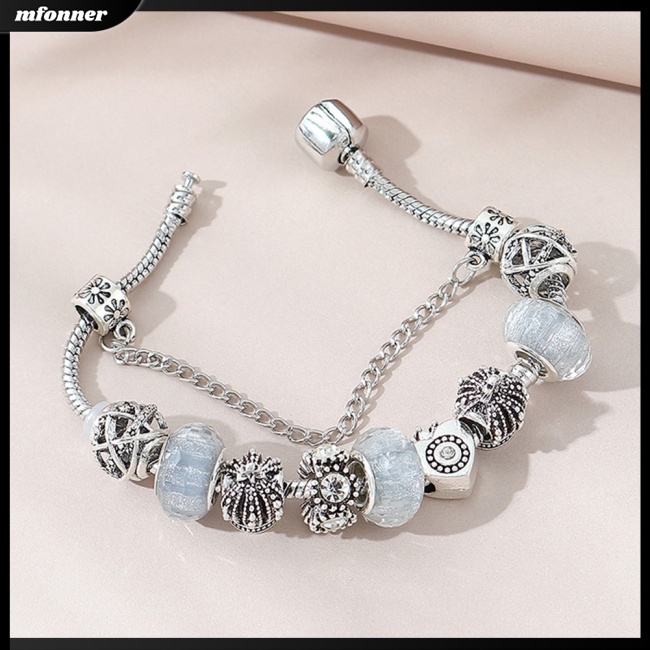 Vòng Tay Chuỗi Hạt Pha Lê pandora Hình Vương Miện / Trái Tim Phong Cách vintage Cho Nữ