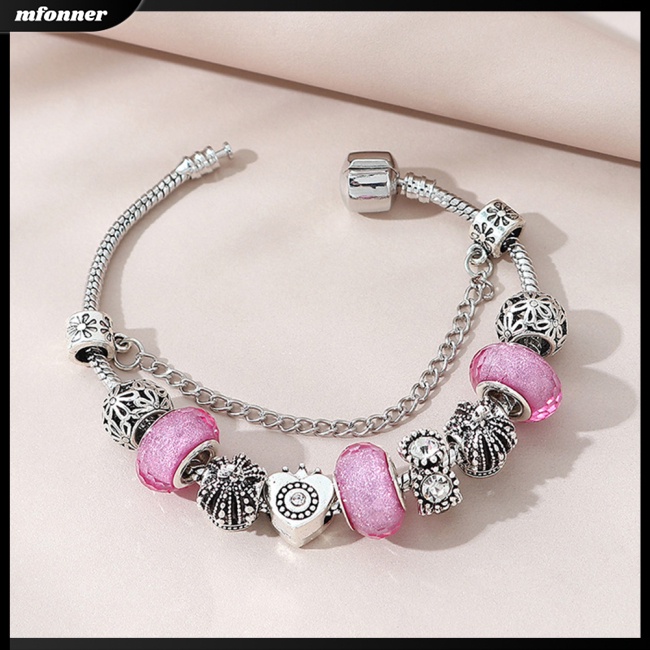 Vòng Tay Chuỗi Hạt Pha Lê pandora Hình Vương Miện / Trái Tim Phong Cách vintage Cho Nữ