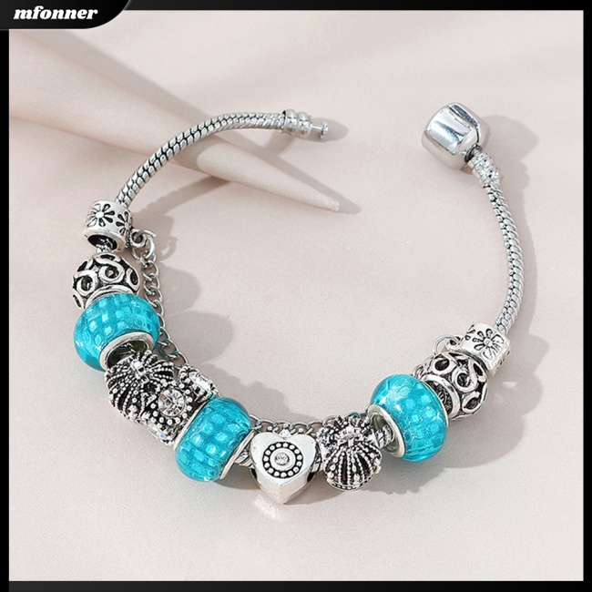 Vòng Tay Chuỗi Hạt Pha Lê pandora Hình Vương Miện / Trái Tim Phong Cách vintage Cho Nữ