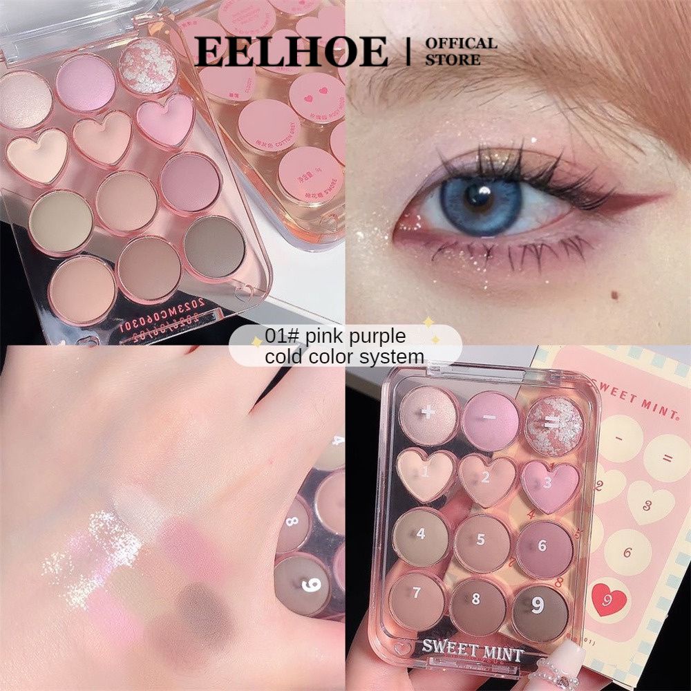 EELHOE Sweet Mint 12 Color Love Eye Shadow Plate Flash Tấm trang điểm mắt Acrylic trong suốt Trang điểm màu mờ Sản phẩm mới miiki_vn
