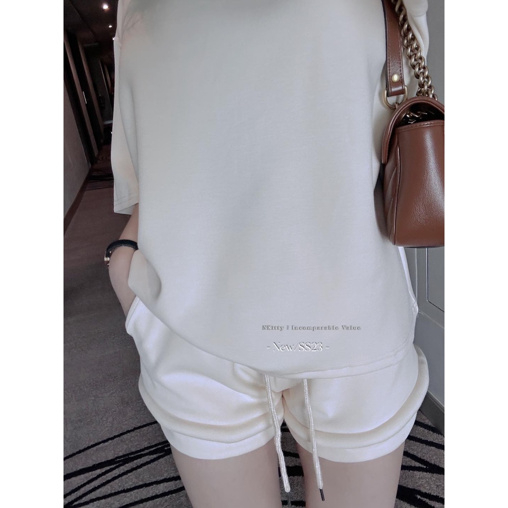 Set trơn quần short lai cuộn