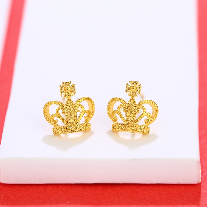 Khuyên Tai Hình Vương Miện Rỗng Phong Cách retro Thời Trang Chất Lượng Cao