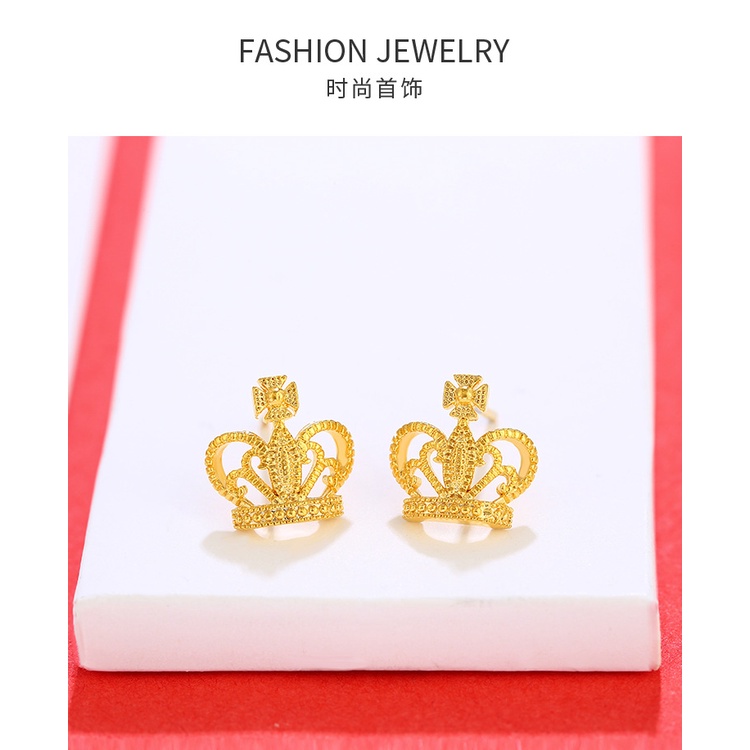 Khuyên Tai Hình Vương Miện Rỗng Phong Cách retro Thời Trang Chất Lượng Cao
