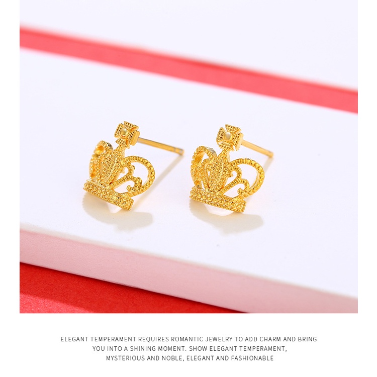 Khuyên Tai Hình Vương Miện Rỗng Phong Cách retro Thời Trang Chất Lượng Cao
