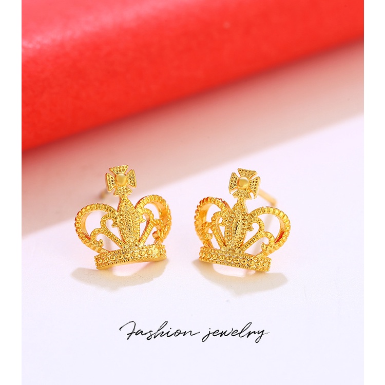Khuyên Tai Hình Vương Miện Rỗng Phong Cách retro Thời Trang Chất Lượng Cao