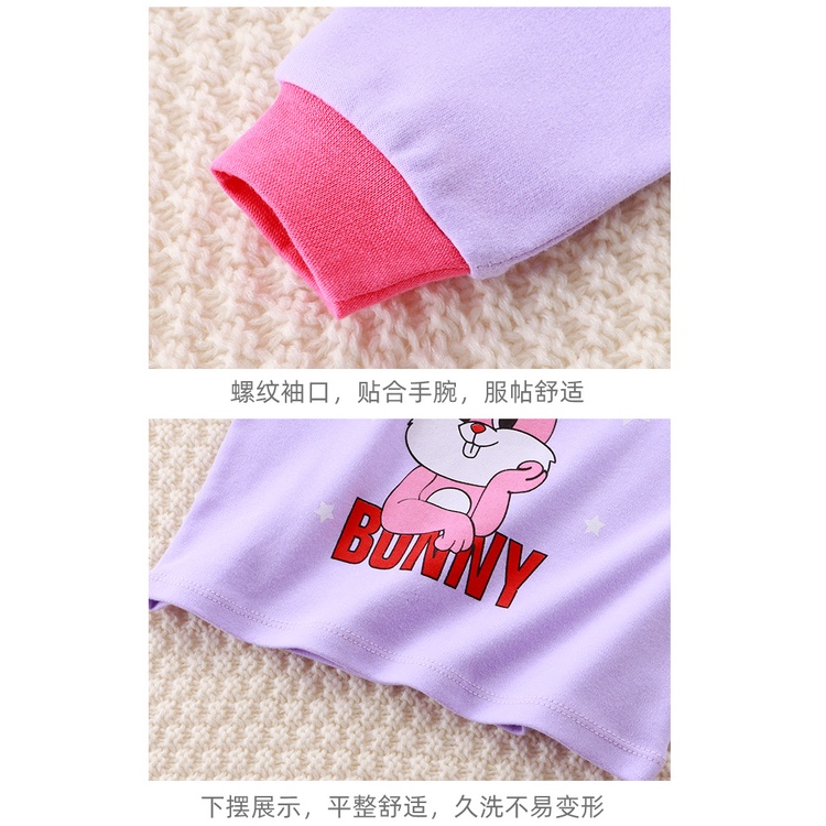 Bộ Đồ Ngủ Tay Dài Chất cotton Phong Cách Hàn Quốc Thời Trang Thu Đông Xinh Xắn Cho Bé Gái 60-140cm