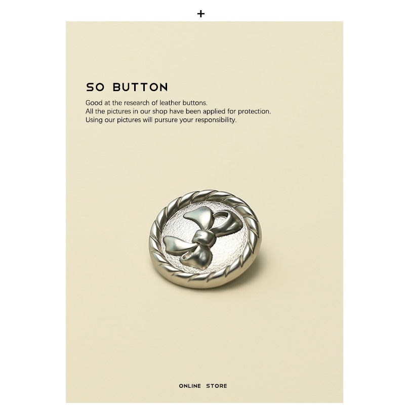 Set 5 Nút Kim Loại Hình Nơ 15 / 18 / 23mm Trang Trí Áo Khoác Da