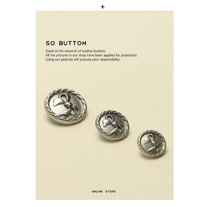 Set 5 Nút Kim Loại Hình Nơ 15 / 18 / 23mm Trang Trí Áo Khoác Da