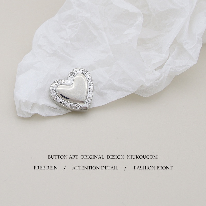 Bộ 5 Nút Áo Khoác Dệt Kim cardigan Da Hình Trái Tim Đính Đá Kim Cương