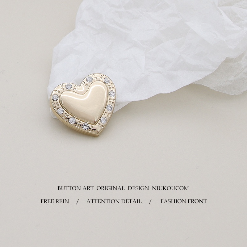 Bộ 5 Nút Áo Khoác Dệt Kim cardigan Da Hình Trái Tim Đính Đá Kim Cương