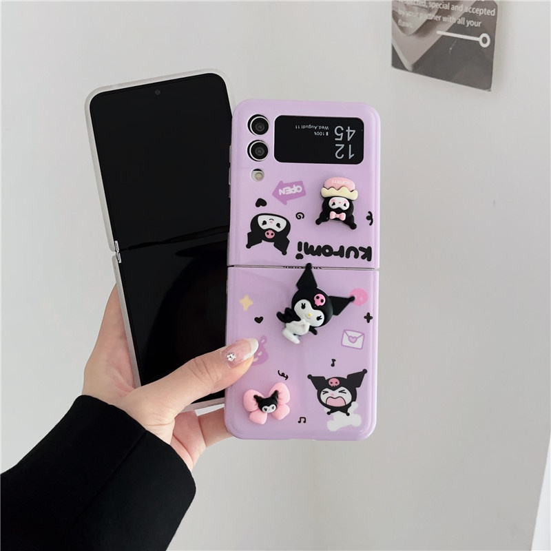 Bao Da Điện Thoại imd Chống Sốc Hình kuromi 3d Cho samsung galaxy z flip 4 3 5 z flip5 zflip5 Ốp