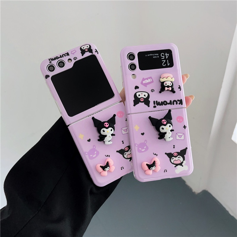 Bao Da Điện Thoại imd Chống Sốc Hình kuromi 3d Cho samsung galaxy z flip 4 3 5 z flip5 zflip5 Ốp