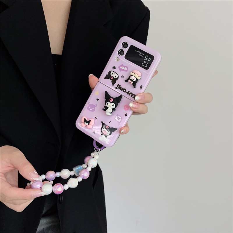 Bao Da Điện Thoại imd Chống Sốc Hình kuromi 3d Cho samsung galaxy z flip 4 3 5 z flip5 zflip5 Ốp