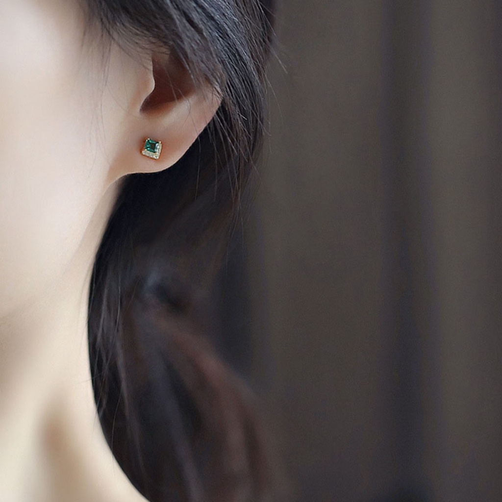 Sang Trọng Bông Tai Bằng Thép Titan Đính Kim Cương Pha Lê Thời Trang Cho Nữ