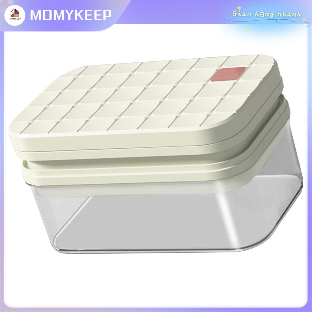 MOMYKEEP Khay làm đá viên 56 Lưới 2 lớp Khuôn vuông công suất lớn có nắp và thùng để sử dụng tại nhà