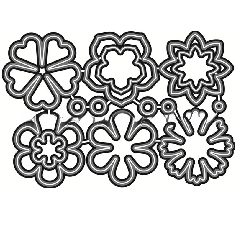 Set 9 Khuôn Cắt Giấy Làm Đồ Thủ Công Hình Cành Hoa Xinh Xắn