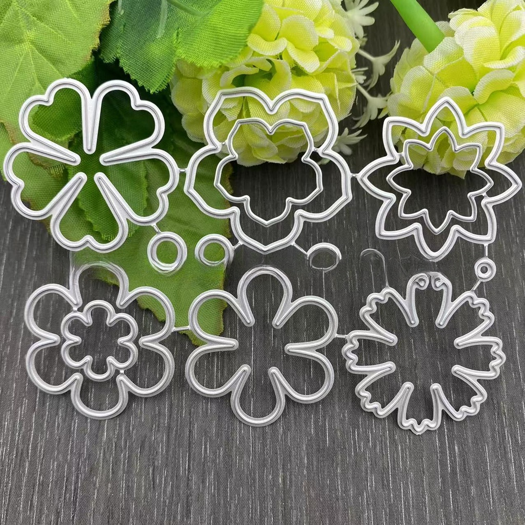 Set 9 Khuôn Cắt Giấy Làm Đồ Thủ Công Hình Cành Hoa Xinh Xắn