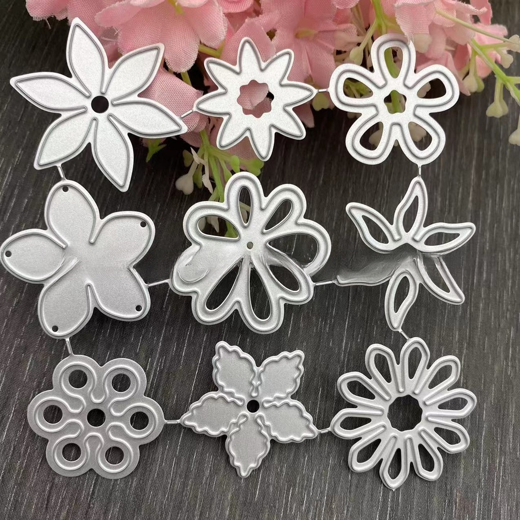 Set 9 Khuôn Cắt Giấy Làm Đồ Thủ Công Hình Cành Hoa Xinh Xắn