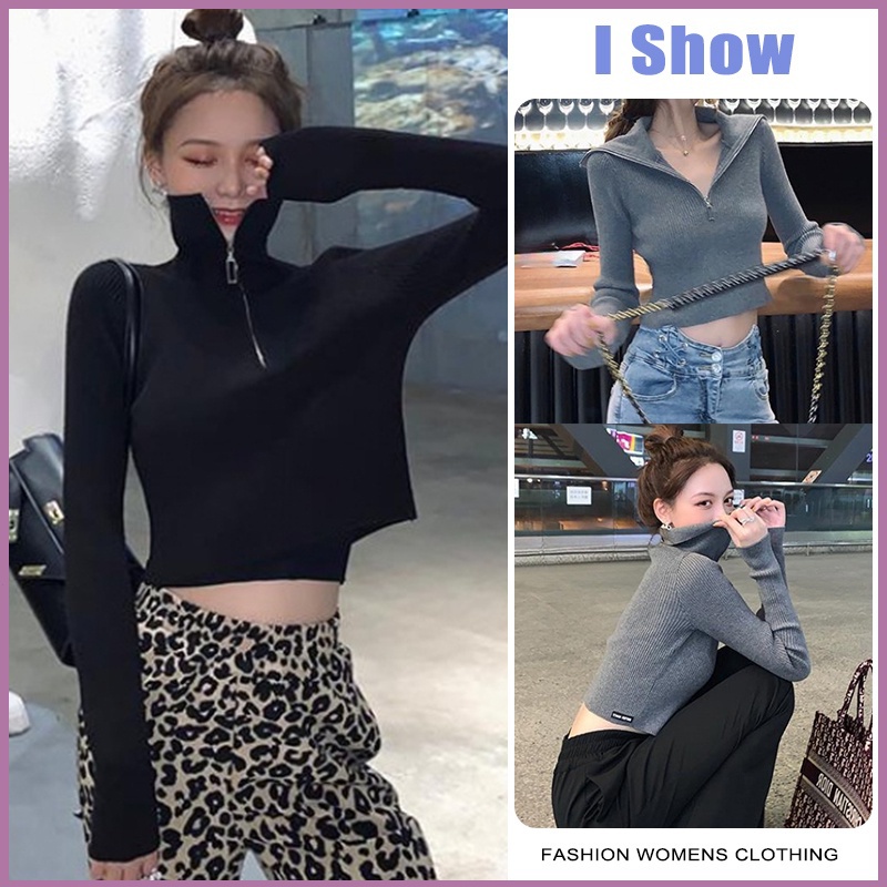 Áo Len Lửng Tay Dài Dáng Ôm Phong Cách Mới Dành Cho Nữ áo len croptop áo len cổ cao