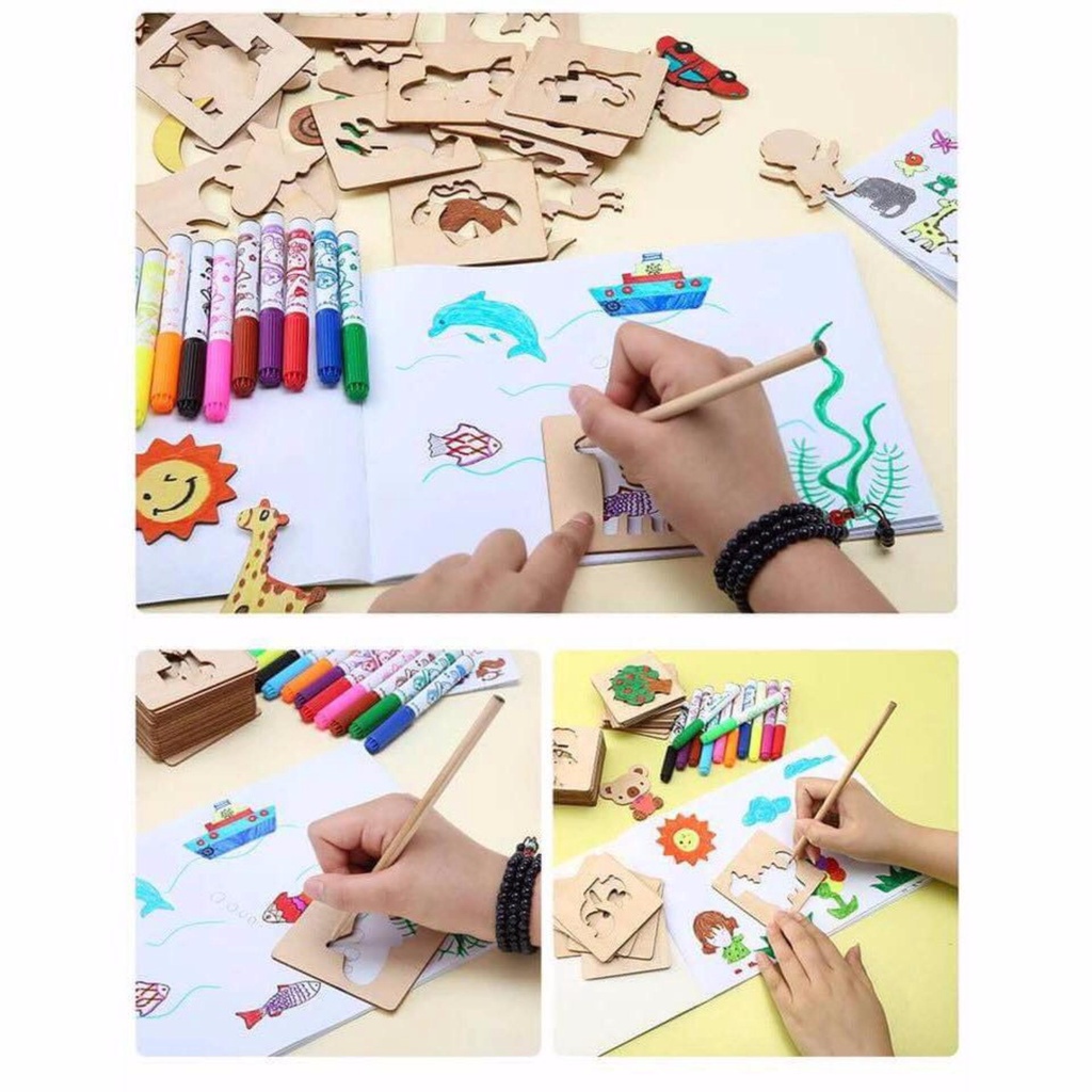 BỘ KHUÔN GỖ VẼ TRANH CHO BÉ- kích thích phát triển tư duy cho bé