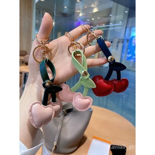 Móc khóa hình trái tim đỏ cherry trang trí ba lô