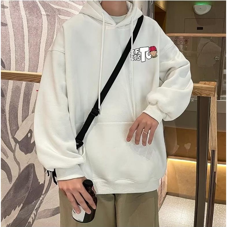 M-8XLáo khoác nam hoodie Cotton Nhung Dày Tay Dài Dáng Rộng In Chữ Màu Xanh Dương Đậm Phong Cách hip hop Mỹ Cổ Điển Thời Trang Mùa Thu Cho Nam