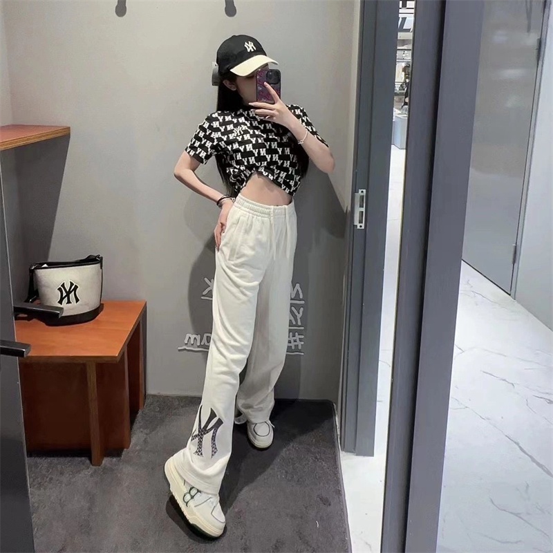 Mlb Quần Dài Thể Thao Dệt Kim ny 100% 320g Dáng Suông Ống Rộng Cá Tính Cho Nam Và Nữ