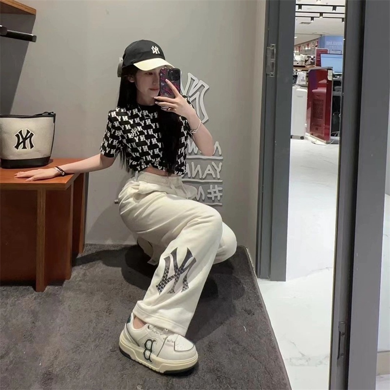 Mlb Quần Dài Thể Thao Dệt Kim ny 100% 320g Dáng Suông Ống Rộng Cá Tính Cho Nam Và Nữ