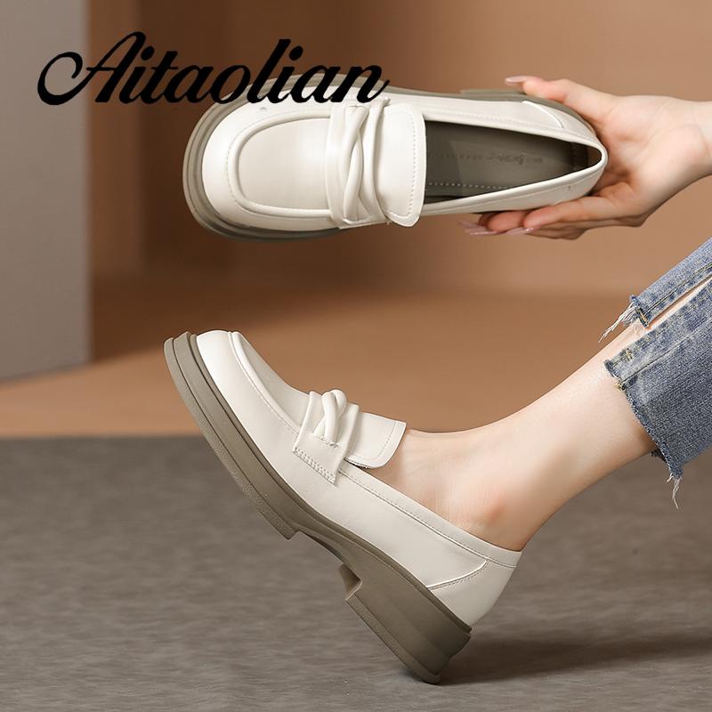 Giày Da Cao Gót 3.5cm Phong Cách retro Anh Quốc Cho Nữ