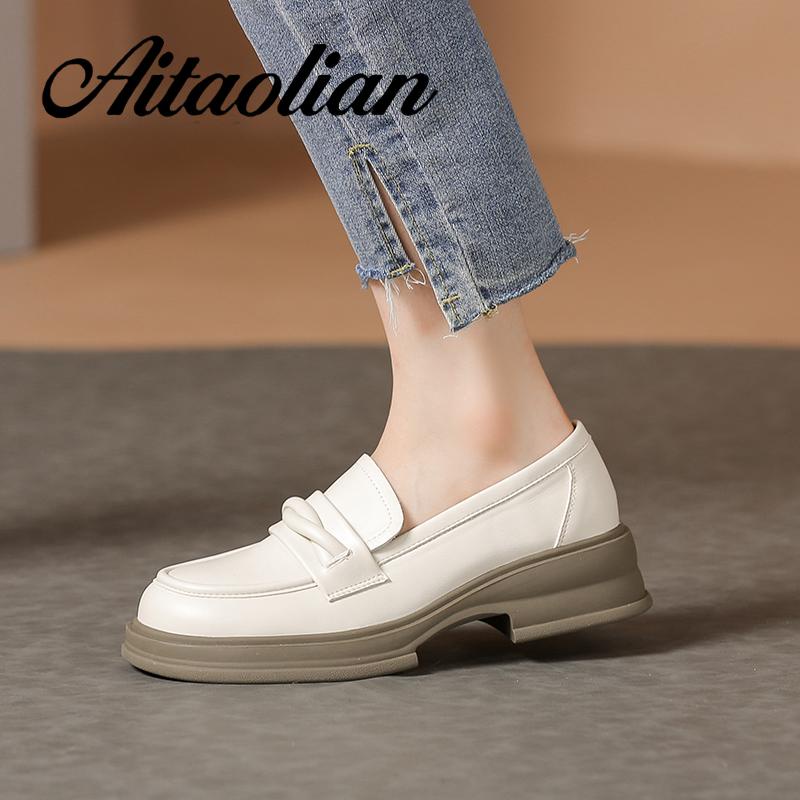 Giày Da Cao Gót 3.5cm Phong Cách retro Anh Quốc Cho Nữ