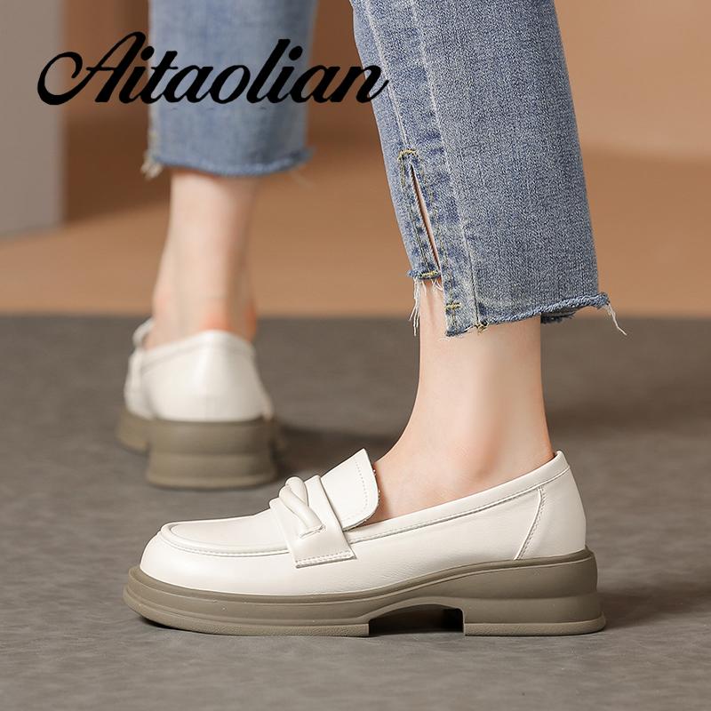 Giày Da Cao Gót 3.5cm Phong Cách retro Anh Quốc Cho Nữ