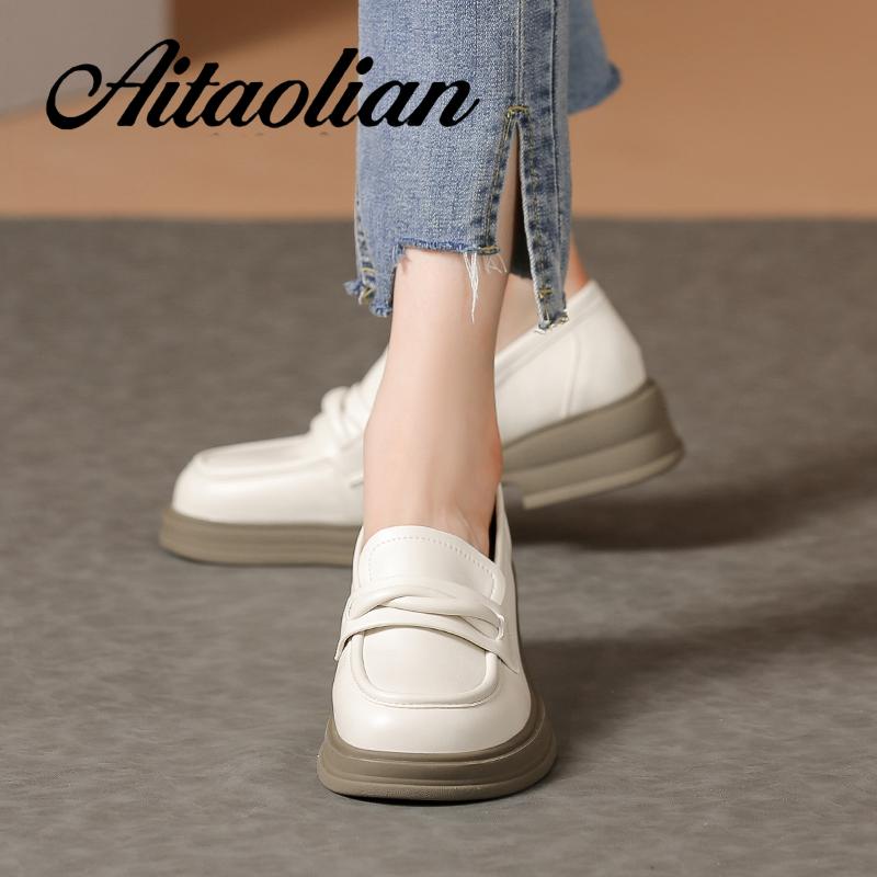 Giày Da Cao Gót 3.5cm Phong Cách retro Anh Quốc Cho Nữ