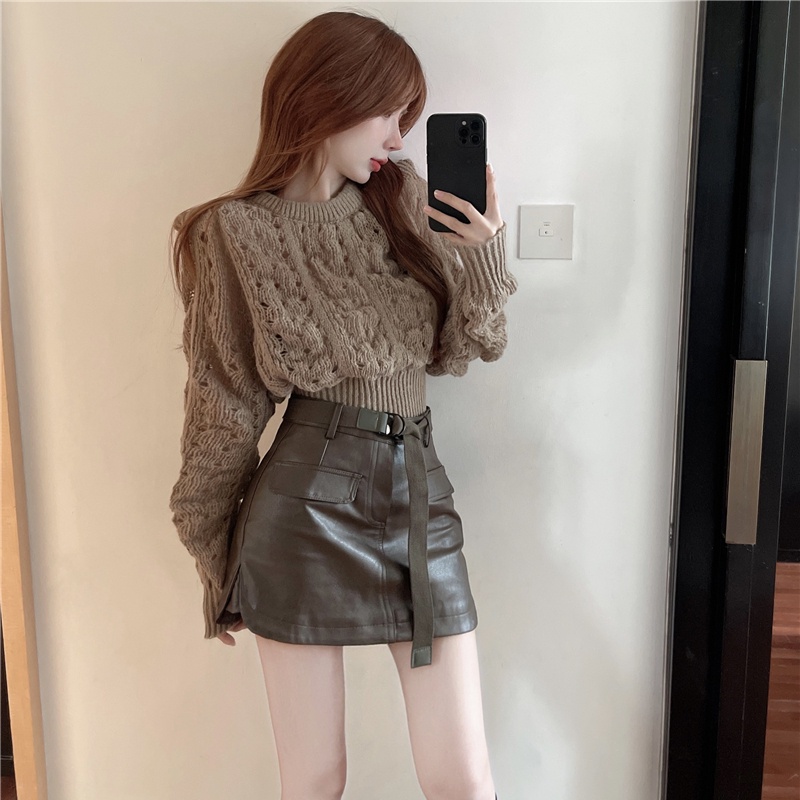 Áo sweater Dệt Kim Dáng Rộng Thời Trang Thu Đông Mới áo len croptop tay dài