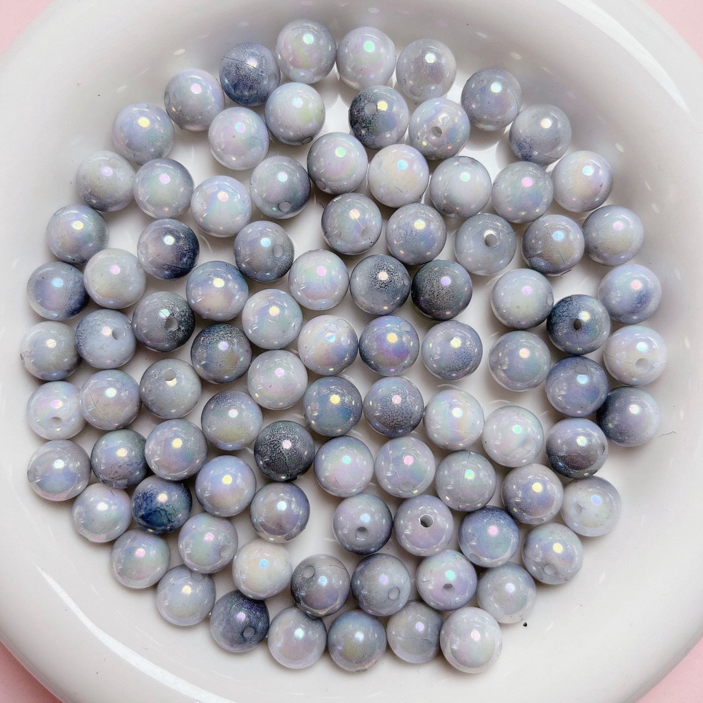 Set 30 Hạt Ngọc Trai Giả acrylic Hai Màu 10mm Trang Trí Điện Thoại diy