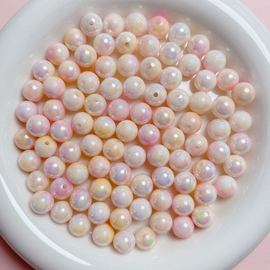 Set 30 Hạt Ngọc Trai Giả acrylic Hai Màu 10mm Trang Trí Điện Thoại diy