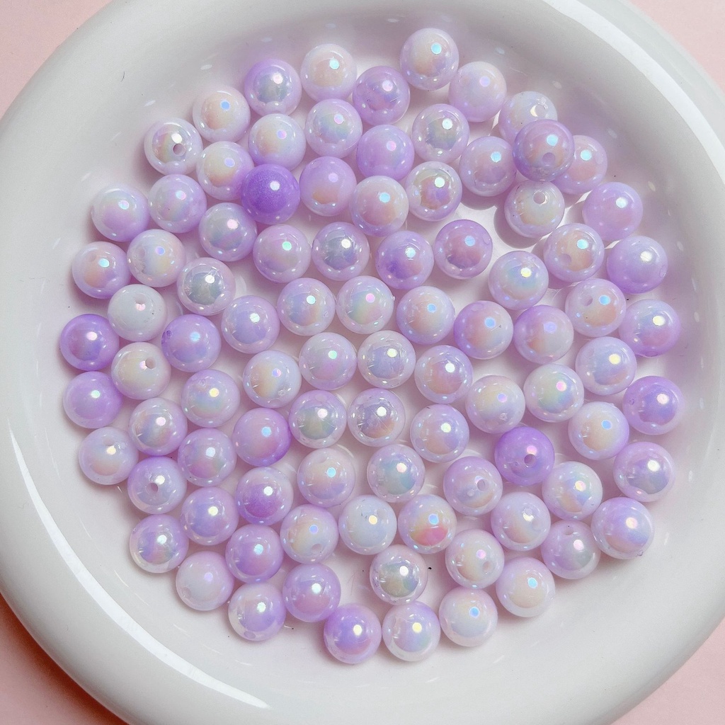 Set 30 Hạt Ngọc Trai Giả acrylic Hai Màu 10mm Trang Trí Điện Thoại diy