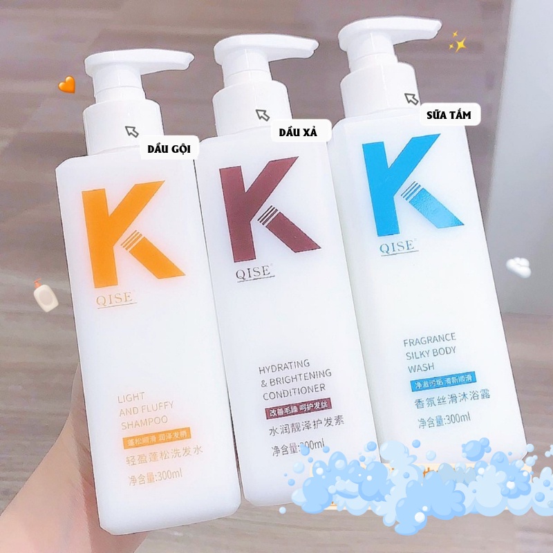 Combo dầu gội dầu xả sữa tắm KONO kiềm dầu chống gầu giữ tóc bồng bềnh làm sạch da đầu hương thơm muối biển 500ml