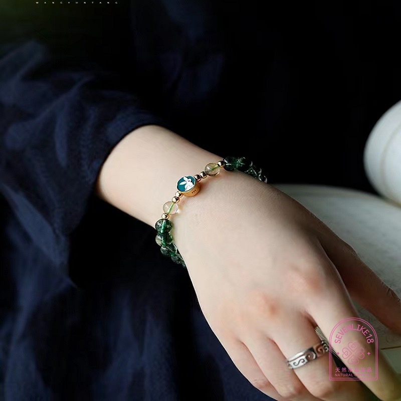 Vòng Tay May Mắn Màu Xanh Lá Cây Ma Pha Lê Hình Thỏ Cầu Tài Lộc May Mắn