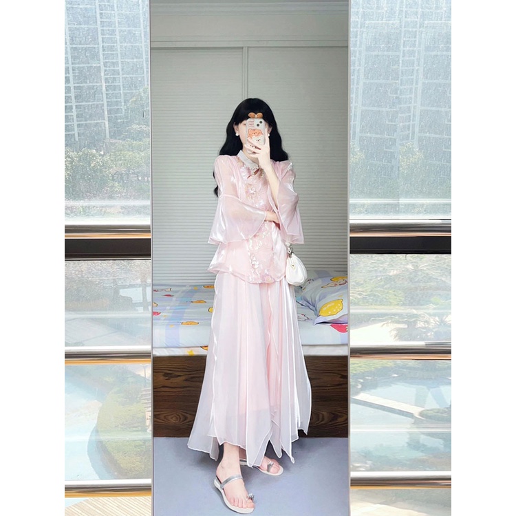 Thời Trang Set Áo Váy Phong Cách Trung Hoa Thanh Lịch Cho Nữ