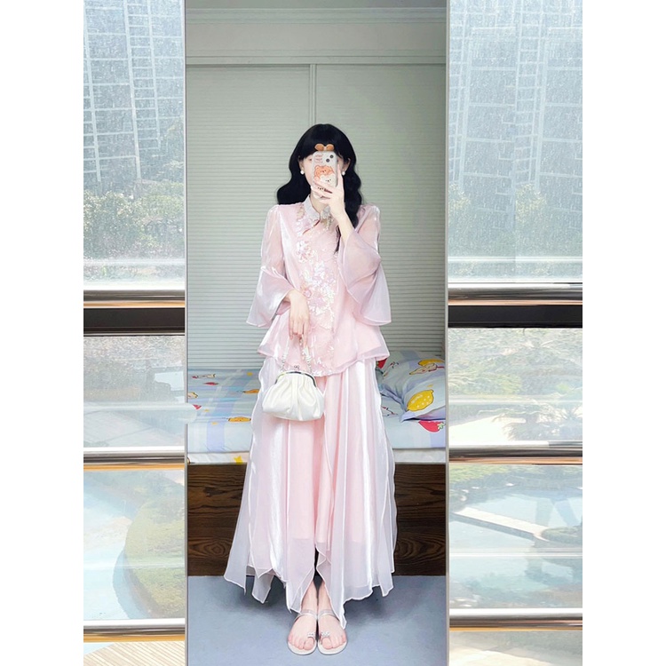 Thời Trang Set Áo Váy Phong Cách Trung Hoa Thanh Lịch Cho Nữ