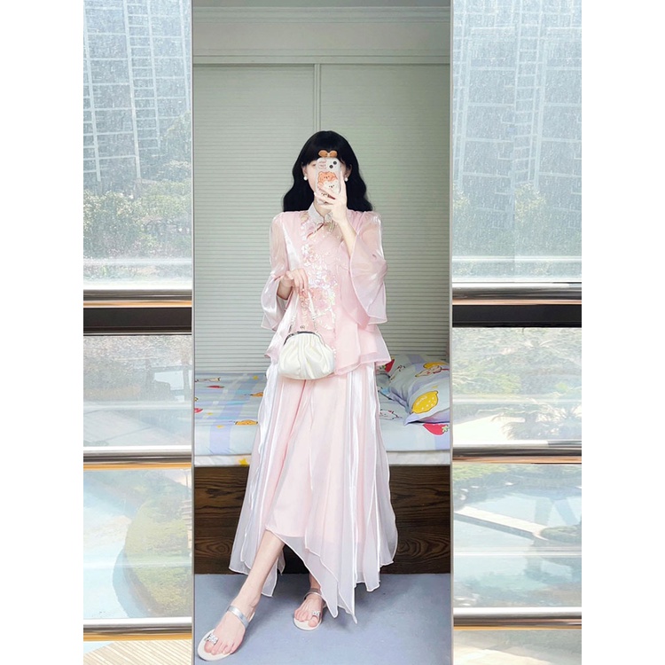 Thời Trang Set Áo Váy Phong Cách Trung Hoa Thanh Lịch Cho Nữ