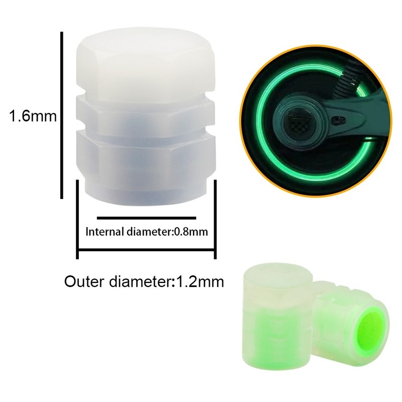 1 / 4 Nắp Van Bánh Xe Hơi / Xe Máy Bằng abs Chống Nước Phát Sáng Trong Đêm Chất Lượng Cao