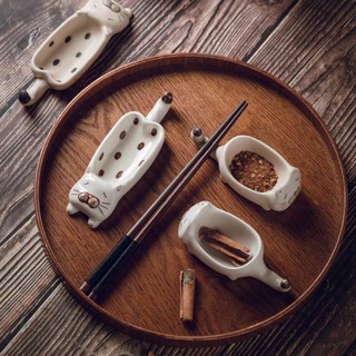 Set 2 chén đĩa sứ đựng nước chấm hình mèo ngố dễ thương tiện dụng decor cho nhà bếp a.dug - giadungbanbuon