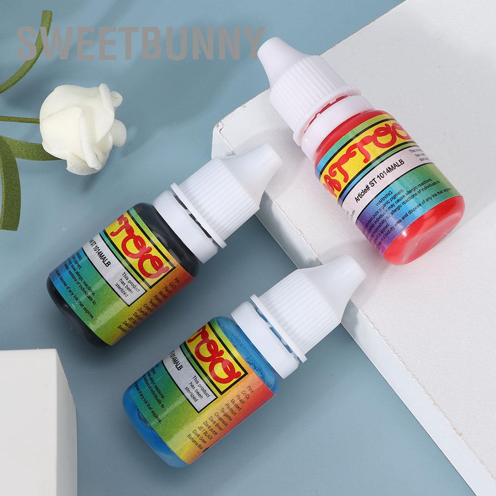 SweetBunny 10Ml/Pc Mực Sắc Tố Hình Xăm Bán Vĩnh Viễn Lâu Dài Đen + Đỏ Xanh