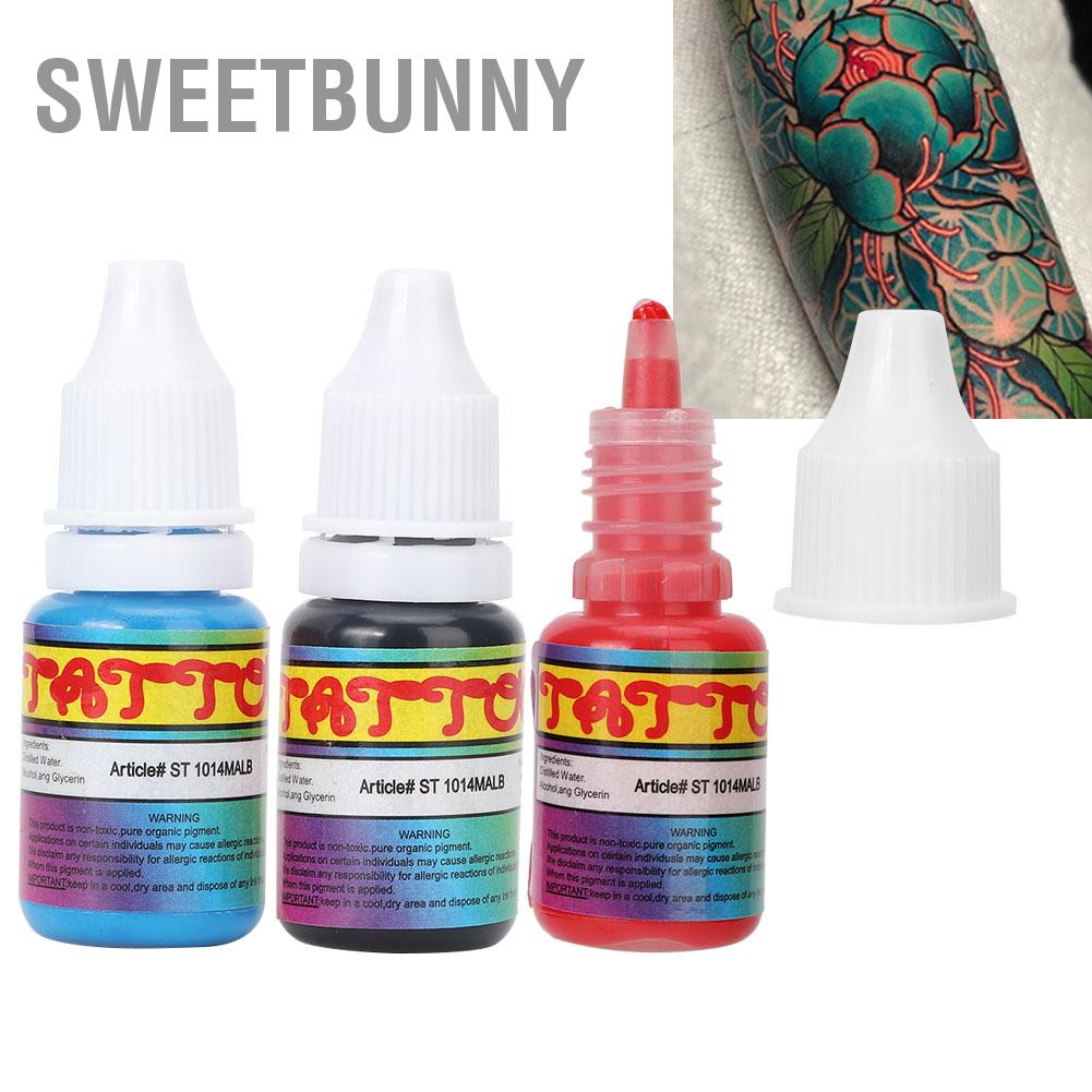 SweetBunny 10Ml/Pc Mực Sắc Tố Hình Xăm Bán Vĩnh Viễn Lâu Dài Đen + Đỏ Xanh