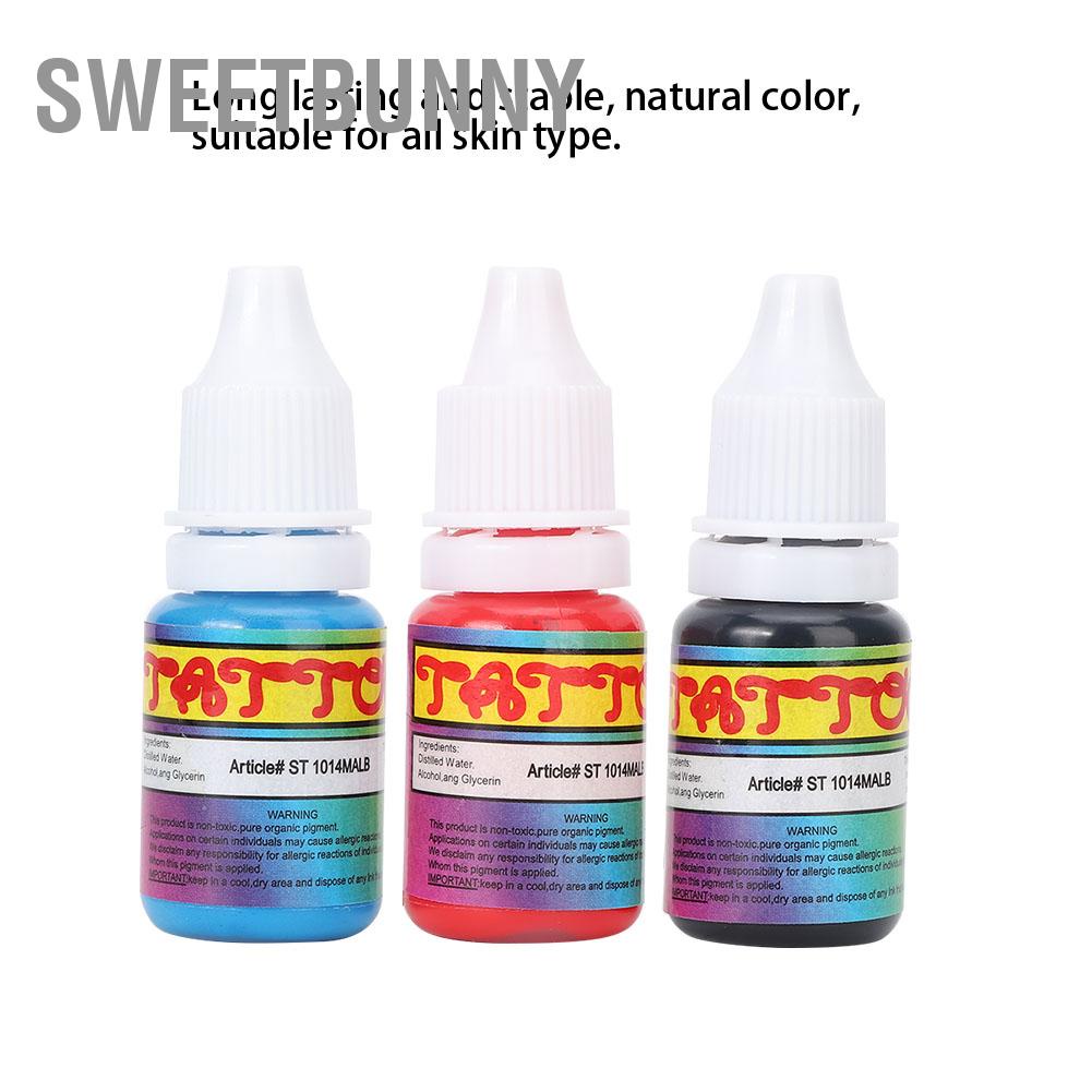 SweetBunny 10Ml/Pc Mực Sắc Tố Hình Xăm Bán Vĩnh Viễn Lâu Dài Đen + Đỏ Xanh