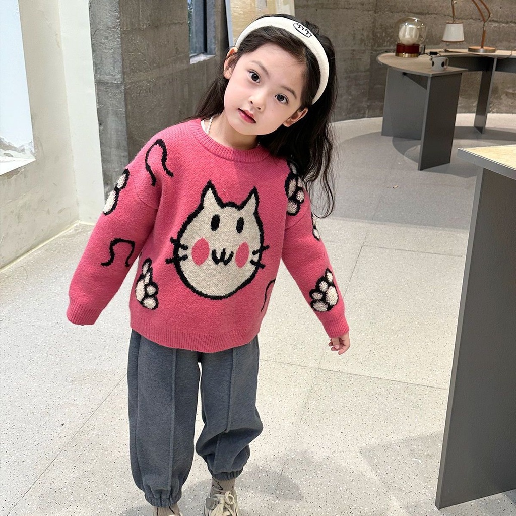 Áo sweater Dày Dễ Thương Thời Trang Thu Đông 2023 Cho Bé Gái