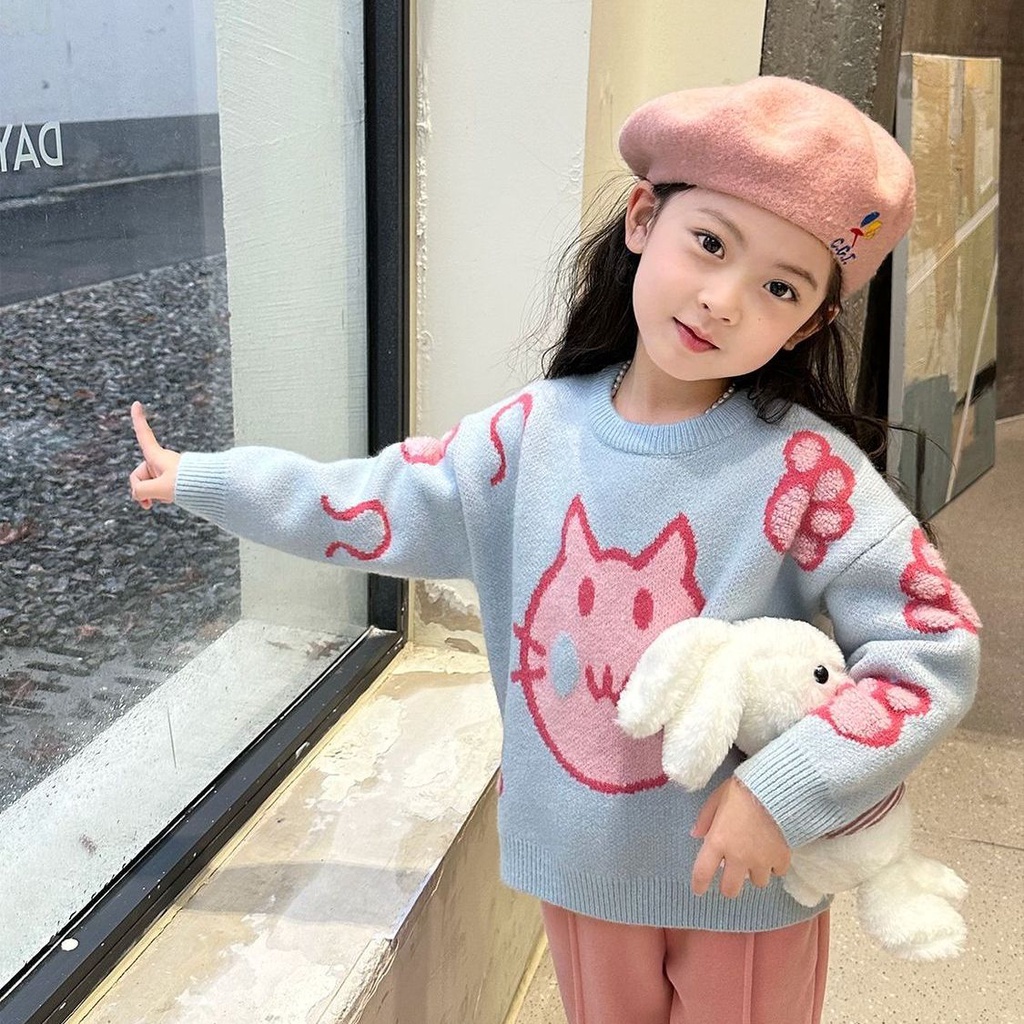 Áo sweater Dày Dễ Thương Thời Trang Thu Đông 2023 Cho Bé Gái